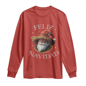 Funny Mexico Xmas Long Sleeve Shirt Santa Sombrero Feliz Navidad TS09 Red Print Your Wear