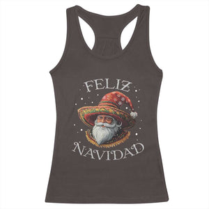 Funny Mexico Xmas Racerback Tank Top Santa Sombrero Feliz Navidad TS09 Dark Chocolate Print Your Wear