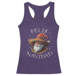 Funny Mexico Xmas Racerback Tank Top Santa Sombrero Feliz Navidad TS09 Purple Print Your Wear