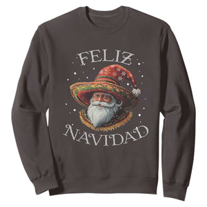 Funny Mexico Xmas Sweatshirt Santa Sombrero Feliz Navidad TS09 Dark Chocolate Print Your Wear