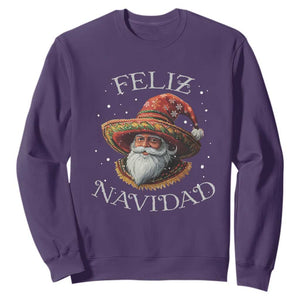 Funny Mexico Xmas Sweatshirt Santa Sombrero Feliz Navidad TS09 Purple Print Your Wear