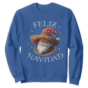 Funny Mexico Xmas Sweatshirt Santa Sombrero Feliz Navidad TS09 Royal Blue Print Your Wear