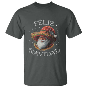 Funny Mexico Xmas T Shirt Santa Sombrero Feliz Navidad TS09 Dark Heather Print Your Wear