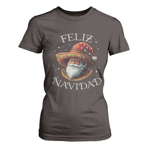 Funny Mexico Xmas T Shirt For Women Santa Sombrero Feliz Navidad TS09 Dark Chocolate Print Your Wear