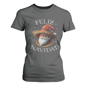 Funny Mexico Xmas T Shirt For Women Santa Sombrero Feliz Navidad TS09 Dark Heather Print Your Wear