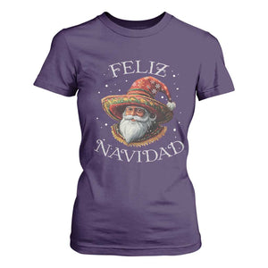 Funny Mexico Xmas T Shirt For Women Santa Sombrero Feliz Navidad TS09 Purple Print Your Wear