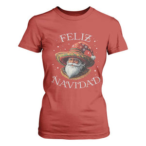 Funny Mexico Xmas T Shirt For Women Santa Sombrero Feliz Navidad TS09 Red Print Your Wear