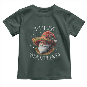 Funny Mexico Xmas Toddler T Shirt Santa Sombrero Feliz Navidad TS09 Dark Forest Green Print Your Wear