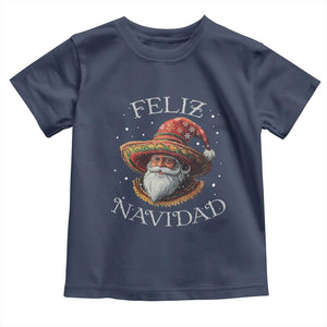 Funny Mexico Xmas Toddler T Shirt Santa Sombrero Feliz Navidad TS09 Navy Print Your Wear