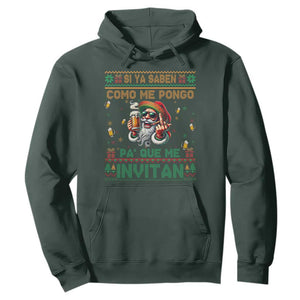 Funny Christmas Mexico Beer Hoodie Si Ya Saben Como Me Pongo Pa'que Me Invitan Santa Drunk TS09 Dark Forest Green Print Your Wear