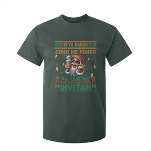 Funny Christmas Mexico Beer T Shirt For Kid Si Ya Saben Como Me Pongo Pa'que Me Invitan Santa Drunk TS09 Dark Forest Green Print Your Wear