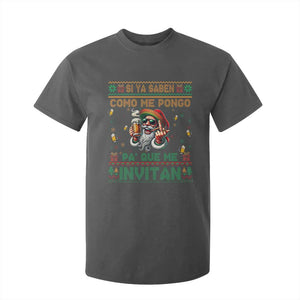 Funny Christmas Mexico Beer T Shirt For Kid Si Ya Saben Como Me Pongo Pa'que Me Invitan Santa Drunk TS09 Dark Heather Print Your Wear