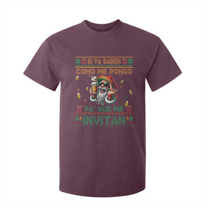 Funny Christmas Mexico Beer T Shirt For Kid Si Ya Saben Como Me Pongo Pa'que Me Invitan Santa Drunk TS09 Maroon Print Your Wear