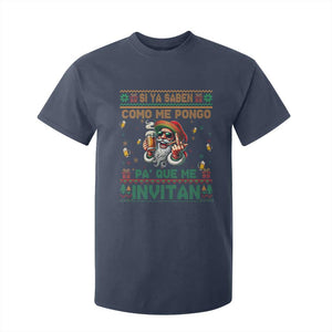 Funny Christmas Mexico Beer T Shirt For Kid Si Ya Saben Como Me Pongo Pa'que Me Invitan Santa Drunk TS09 Navy Print Your Wear