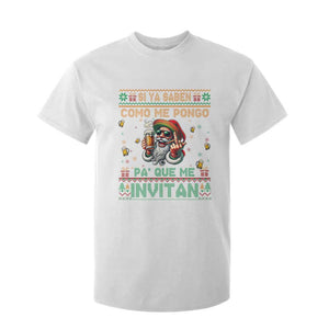 Funny Christmas Mexico Beer T Shirt For Kid Si Ya Saben Como Me Pongo Pa'que Me Invitan Santa Drunk TS09 White Print Your Wear