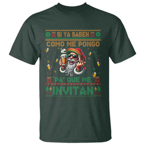 Funny Christmas Mexico Beer T Shirt Si Ya Saben Como Me Pongo Pa'que Me Invitan Santa Drunk TS09 Dark Forest Green Print Your Wear