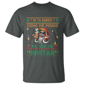 Funny Christmas Mexico Beer T Shirt Si Ya Saben Como Me Pongo Pa'que Me Invitan Santa Drunk TS09 Dark Heather Print Your Wear