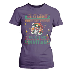 Funny Christmas Mexico Beer T Shirt For Women Si Ya Saben Como Me Pongo Pa'que Me Invitan Santa Drunk TS09 Purple Print Your Wear