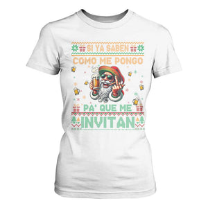 Funny Christmas Mexico Beer T Shirt For Women Si Ya Saben Como Me Pongo Pa'que Me Invitan Santa Drunk TS09 White Print Your Wear