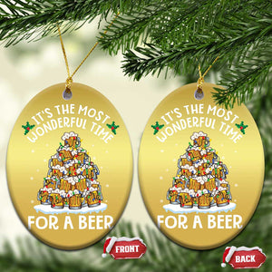 Funny Beer Christmas Tree Christmas Ornament It's the Most Wonderful Time For A Beer TS09 Oval Gold Print Your Wear