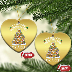 Funny Beer Christmas Tree Christmas Ornament It's the Most Wonderful Time For A Beer TS09 Heart Gold Print Your Wear