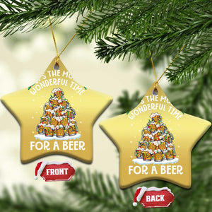 Funny Beer Christmas Tree Christmas Ornament It's the Most Wonderful Time For A Beer TS09 Star Gold Print Your Wear