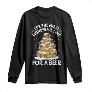 Funny Beer Christmas Tree Long Sleeve Shirt It's the Most Wonderful Time For A Beer TS09 Black Print Your Wear