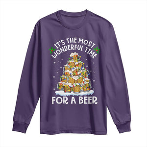 Funny Beer Christmas Tree Long Sleeve Shirt It's the Most Wonderful Time For A Beer TS09 Purple Print Your Wear