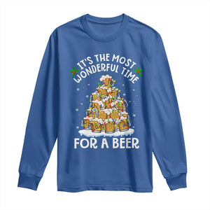 Funny Beer Christmas Tree Long Sleeve Shirt It's the Most Wonderful Time For A Beer TS09 Royal Blue Print Your Wear