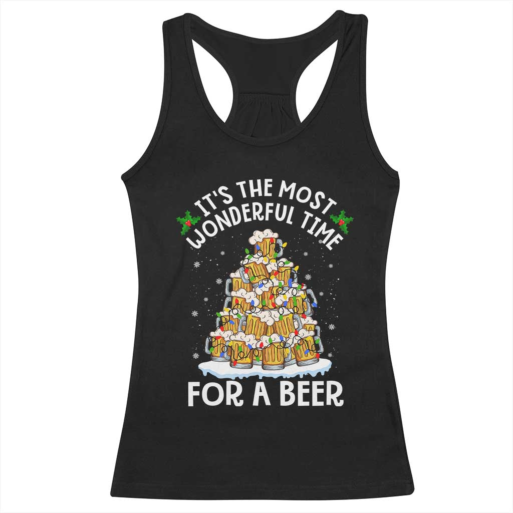 Funny Beer Christmas Tree Racerback Tank Top It's the Most Wonderful Time For A Beer TS09 Black Print Your Wear