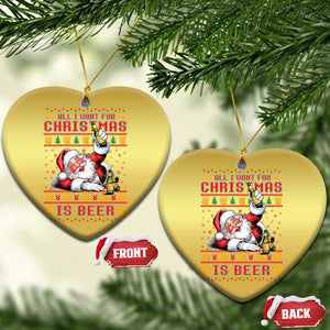 Funny Christmas Beer Christmas Ornament It's the Most Wonderful Time For A Beer TS09 Heart Gold Print Your Wear