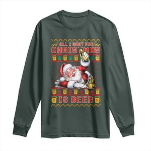 Funny Christmas Beer Long Sleeve Shirt It's the Most Wonderful Time For A Beer TS09 Dark Forest Green Print Your Wear