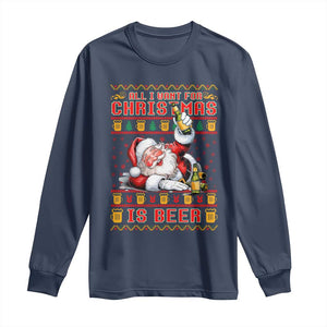 Funny Christmas Beer Long Sleeve Shirt It's the Most Wonderful Time For A Beer TS09 Navy Print Your Wear