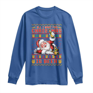 Funny Christmas Beer Long Sleeve Shirt It's the Most Wonderful Time For A Beer TS09 Royal Blue Print Your Wear