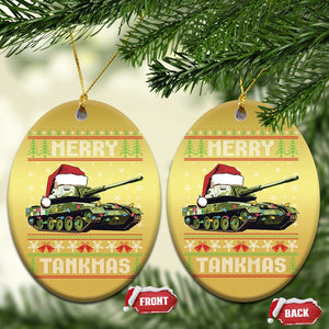 Funny Xmas Veteran Christmas Ornament Merry Tankmas Tank Military Army TS09 Oval Gold Print Your Wear