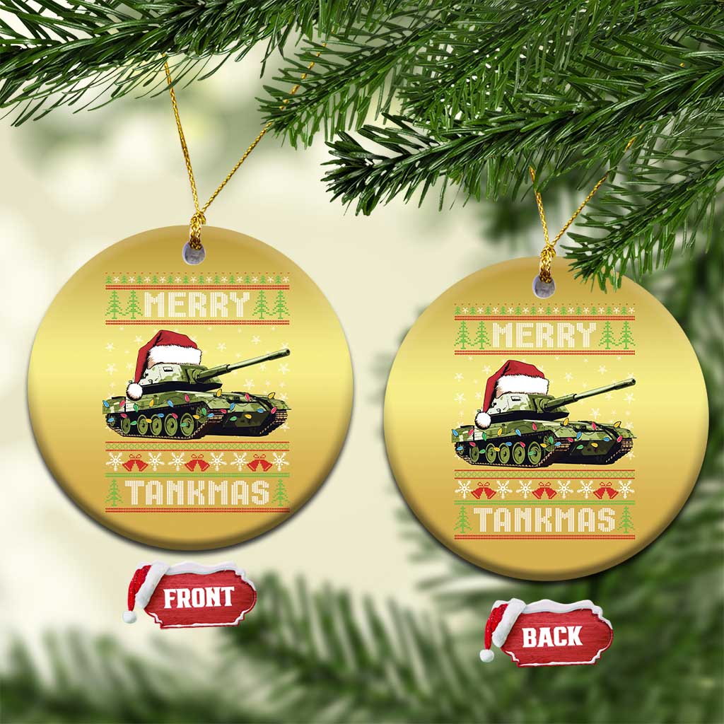 Funny Xmas Veteran Christmas Ornament Merry Tankmas Tank Military Army TS09 Circle Gold Print Your Wear