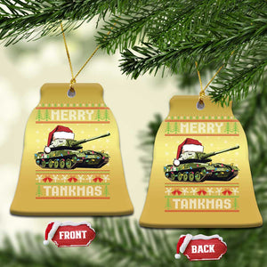 Funny Xmas Veteran Christmas Ornament Merry Tankmas Tank Military Army TS09 Bell Flake Gold Print Your Wear