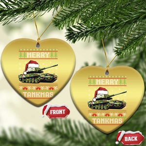 Funny Xmas Veteran Christmas Ornament Merry Tankmas Tank Military Army TS09 Heart Gold Print Your Wear