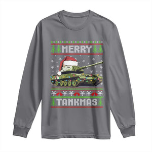 Funny Christmas Veteran Long Sleeve Shirt Merry Tankmas Tank Military Army TS09 Charcoal Print Your Wear