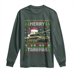 Funny Christmas Veteran Long Sleeve Shirt Merry Tankmas Tank Military Army TS09 Dark Forest Green Print Your Wear