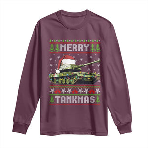 Funny Christmas Veteran Long Sleeve Shirt Merry Tankmas Tank Military Army TS09 Maroon Print Your Wear