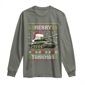 Funny Christmas Veteran Long Sleeve Shirt Merry Tankmas Tank Military Army TS09 Military Green Print Your Wear