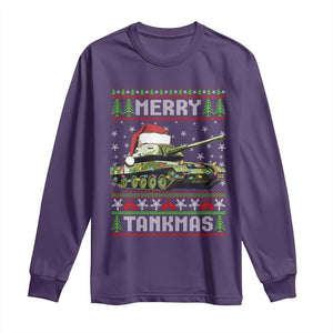 Funny Christmas Veteran Long Sleeve Shirt Merry Tankmas Tank Military Army TS09 Purple Print Your Wear