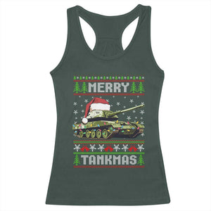 Funny Christmas Veteran Racerback Tank Top Merry Tankmas Tank Military Army TS09 Dark Forest Green Print Your Wear