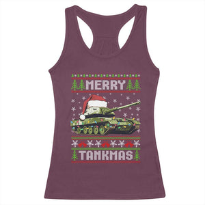 Funny Christmas Veteran Racerback Tank Top Merry Tankmas Tank Military Army TS09 Maroon Print Your Wear