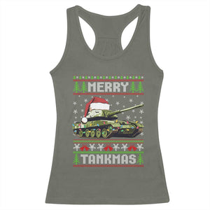 Funny Christmas Veteran Racerback Tank Top Merry Tankmas Tank Military Army TS09 Military Green Print Your Wear