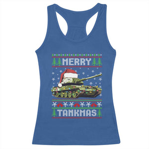 Funny Christmas Veteran Racerback Tank Top Merry Tankmas Tank Military Army TS09 Royal Blue Print Your Wear