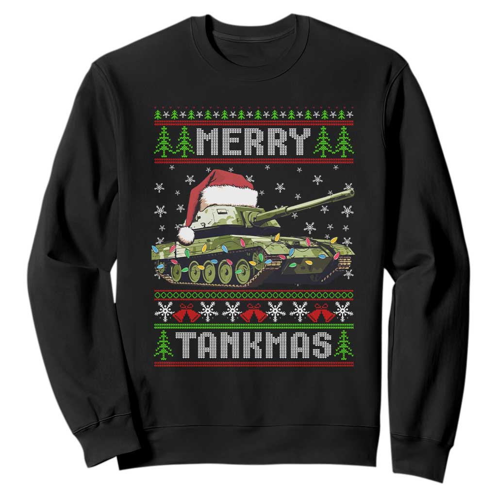 Funny Christmas Veteran Sweatshirt Merry Tankmas Tank Military Army TS09 Black Print Your Wear