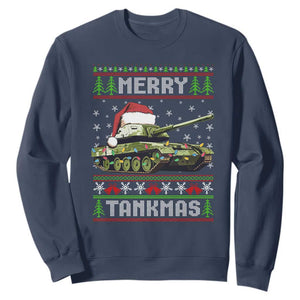 Funny Christmas Veteran Sweatshirt Merry Tankmas Tank Military Army TS09 Navy Print Your Wear