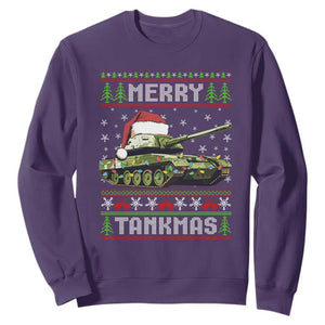 Funny Christmas Veteran Sweatshirt Merry Tankmas Tank Military Army TS09 Purple Print Your Wear